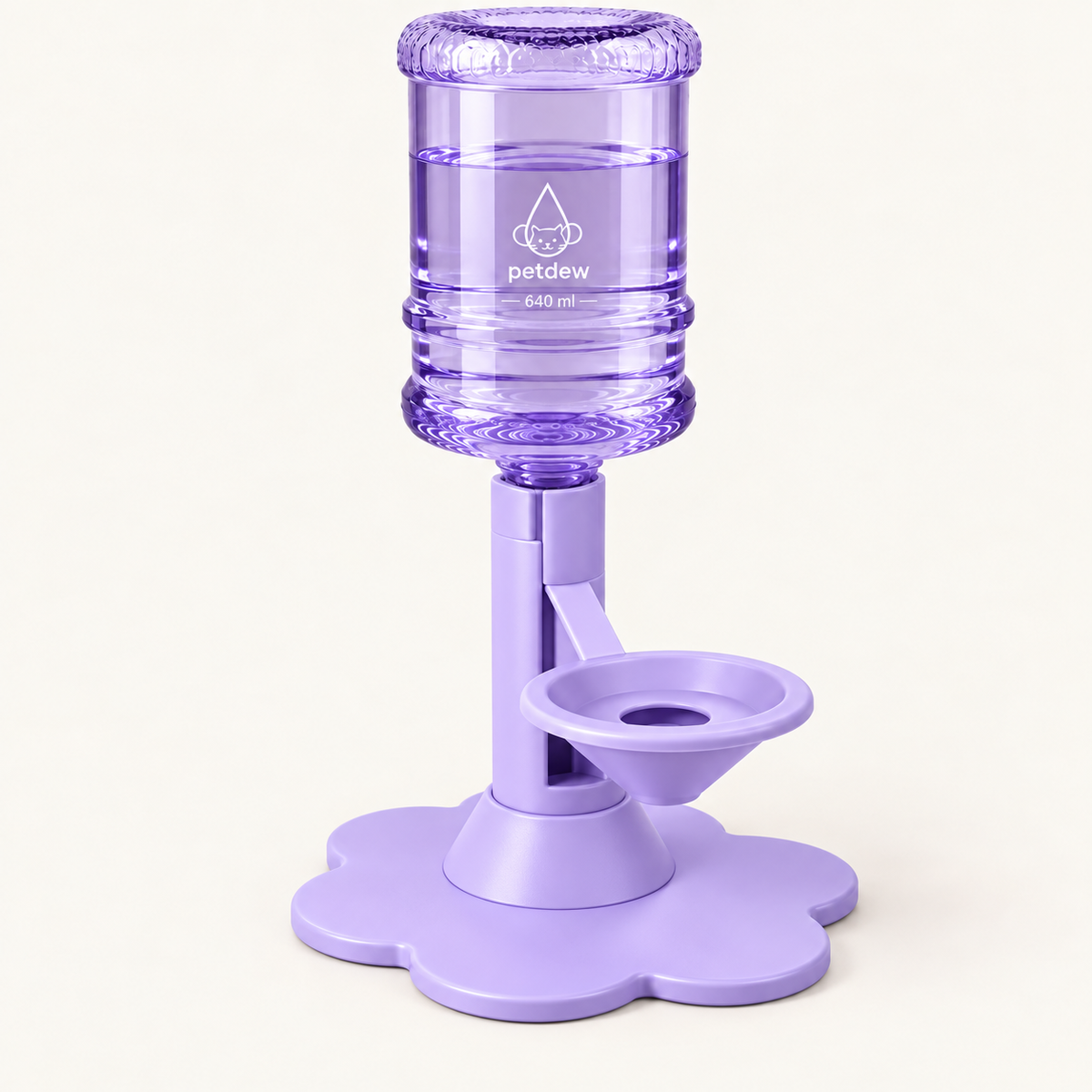 Purple gravity cat water dispenser with 640ml bottle View 1