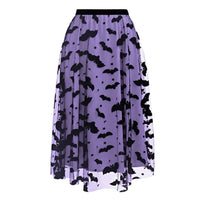 Flocked Velvet Bat Tulle Midi Skirt View 5