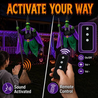 12 FT Animated Hovering Witch Animatronic (Sound & Motion Activated) View 7