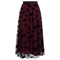 Flocked Velvet Bat Tulle Midi Skirt View 3