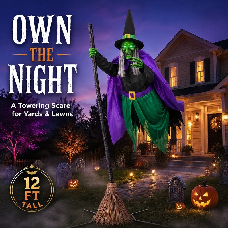 12 FT Animated Hovering Witch Animatronic (Sound & Motion Activated) View 5