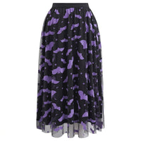 Flocked Velvet Bat Tulle Midi Skirt View 2