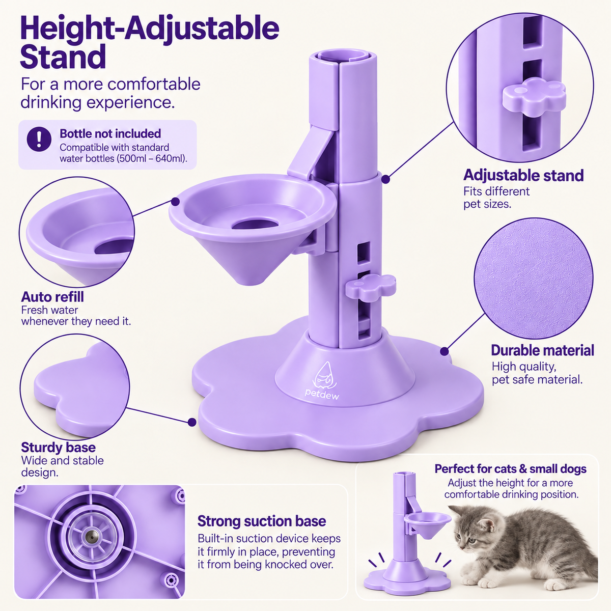 Purple stand feature overview, bottle not included View 7