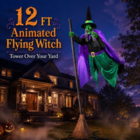 12 FT Animated Hovering Witch Animatronic (Sound & Motion Activated) View 2