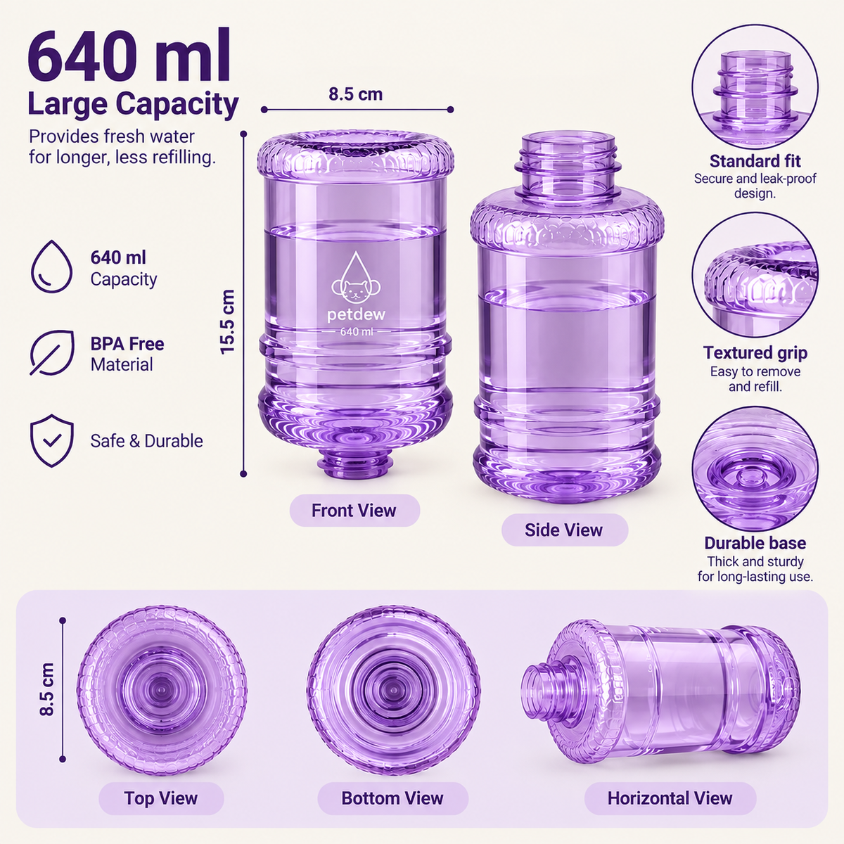 Purple 640ml bottle specifications View 8