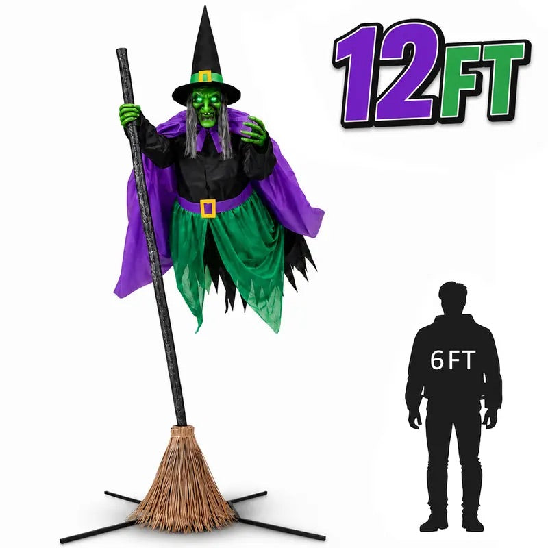 12 FT Animated Hovering Witch Animatronic (Sound & Motion Activated) View 1