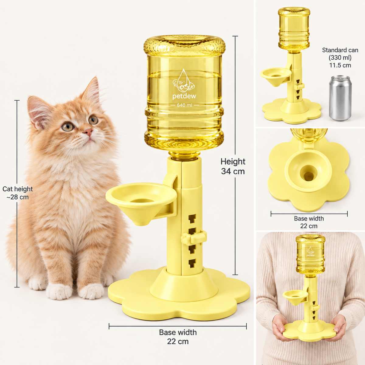 Yellow dispenser size guide, 34cm tall, 22cm base View 12