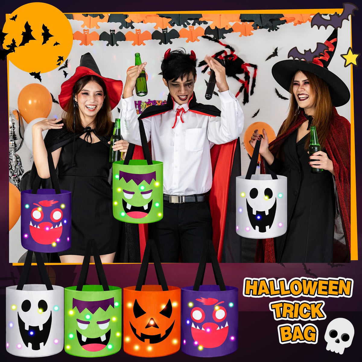 Baby Bubble™ GlowBucket LED Light-Up Halloween Candy Bag View 4