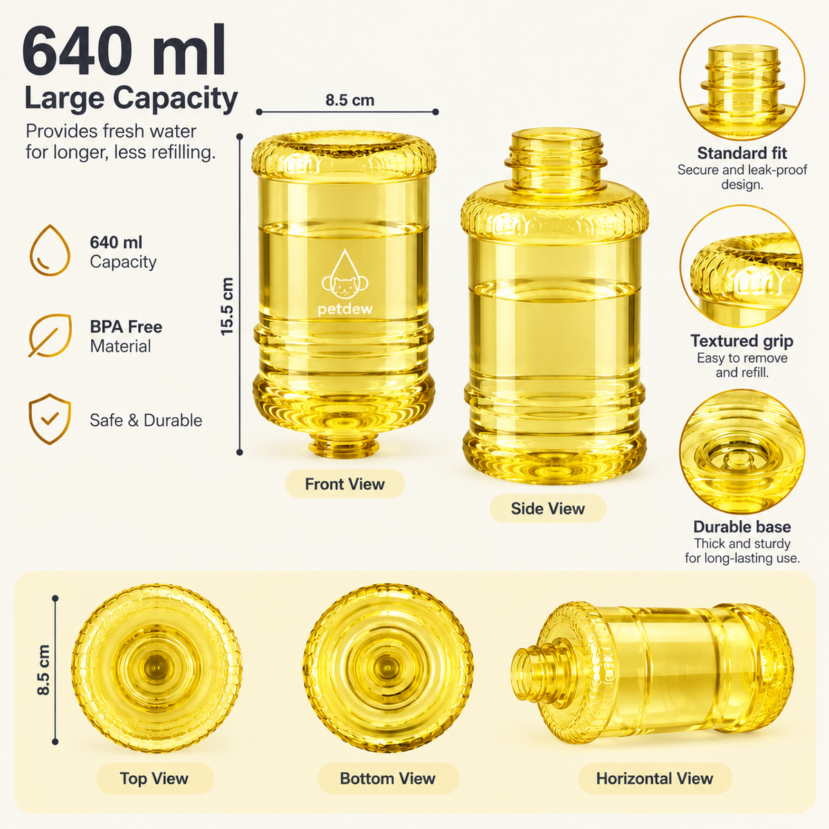 Yellow 640ml bottle specifications View 15