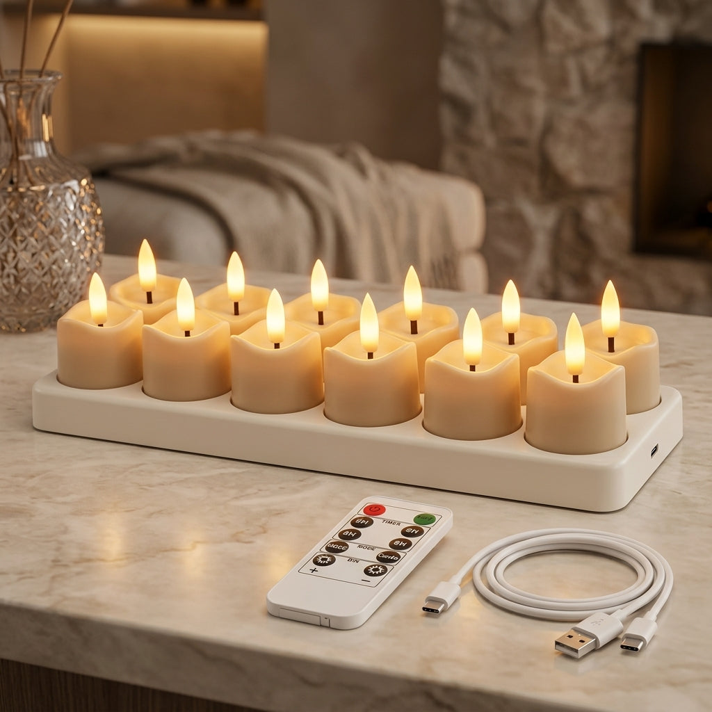 LuminaCharge Rechargeable Flameless Candle Set View 1