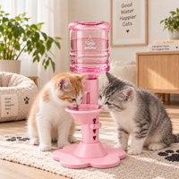 Two kittens drinking from the pink dispenser View 24