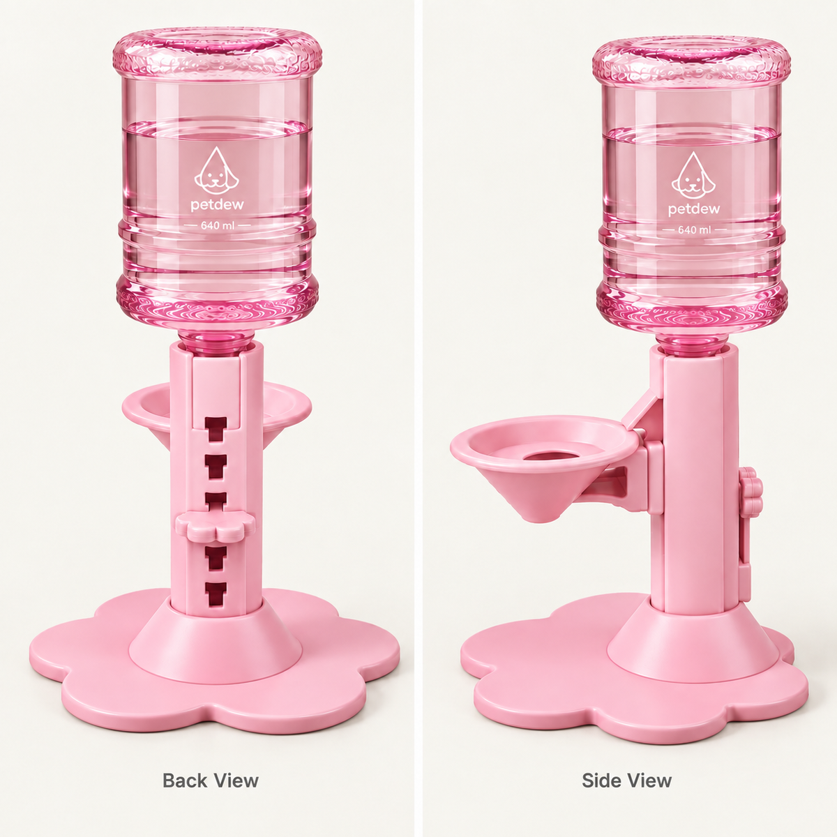 Pink dispenser back and side views View 27