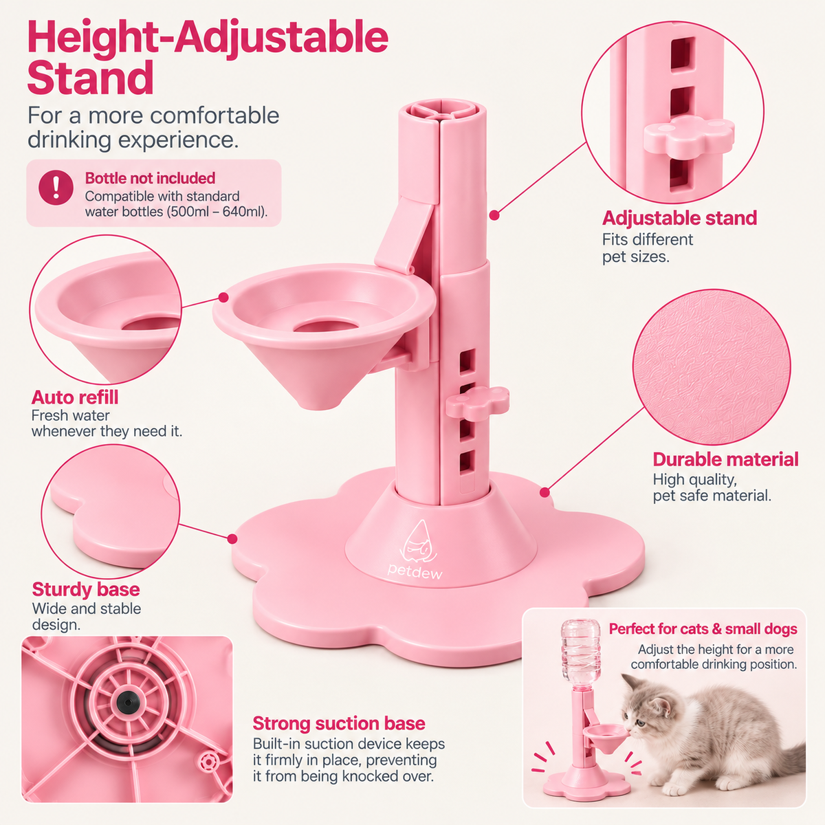 Pink stand feature overview, bottle not included View 29
