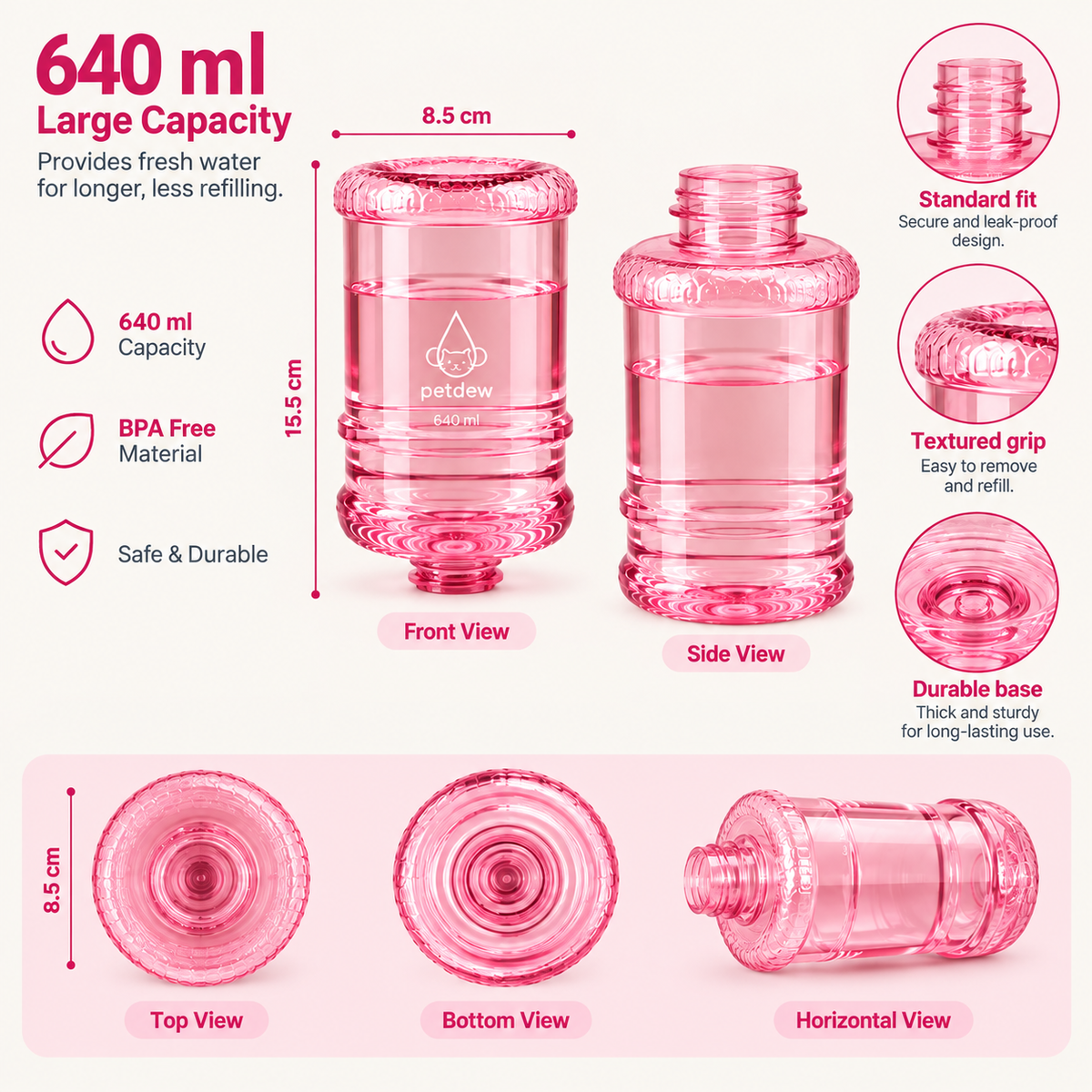 Pink 640ml bottle specifications View 30