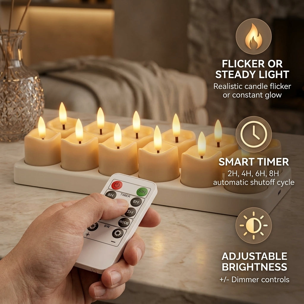 LuminaCharge Rechargeable Flameless Candle Set View 2