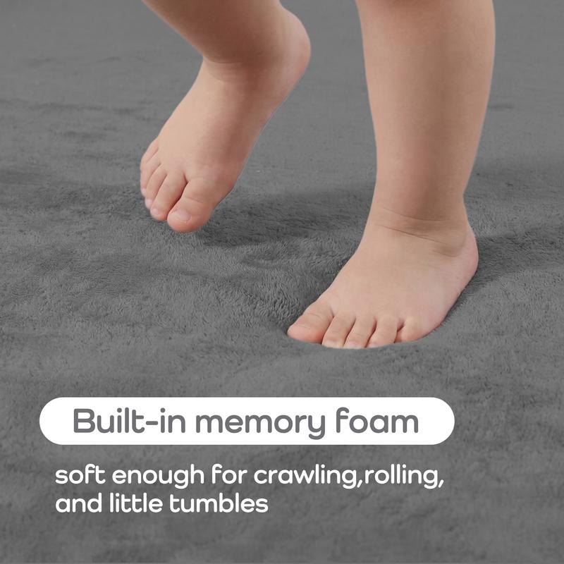 Memory foam compressing under a toddler's feet