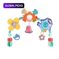 Safari Friends theme with elephant, toucan mirror, crocodile teether and pinwheel rattle