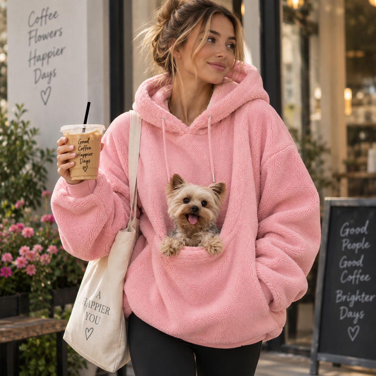 Oversized Cozy Plush Pet Carrier Pouch Pullover Hoodie View 6
