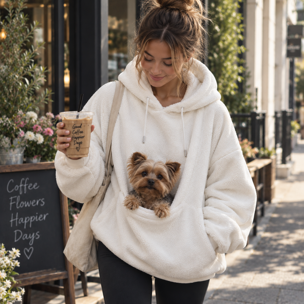 Oversized Cozy Plush Pet Carrier Pouch Pullover Hoodie View 35