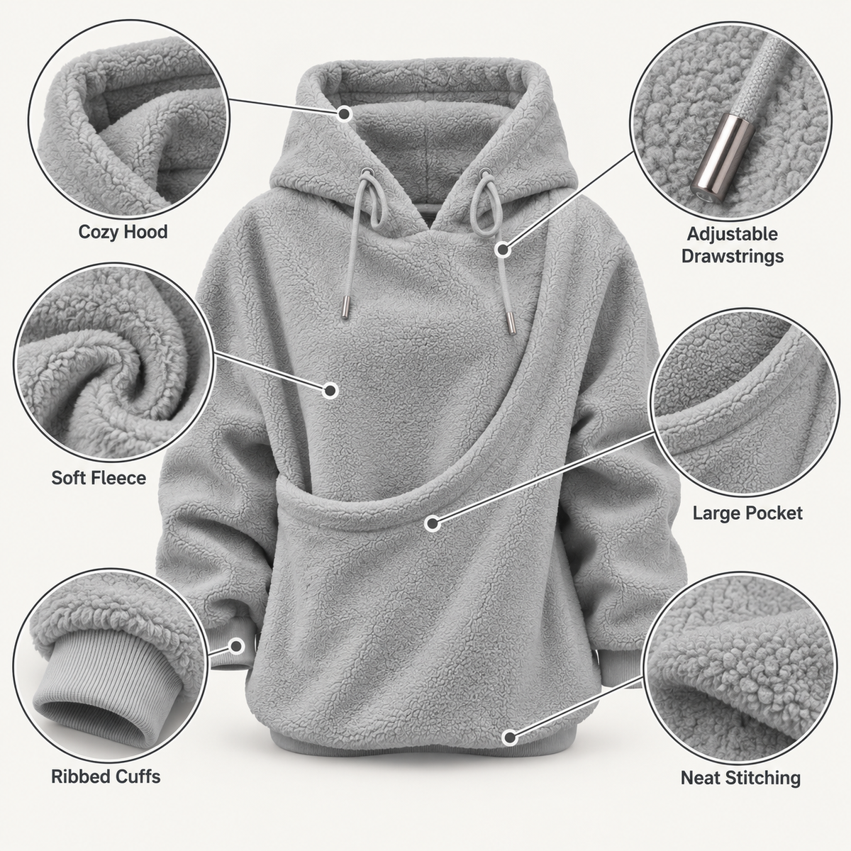 Oversized Cozy Plush Pet Carrier Pouch Pullover Hoodie View 62