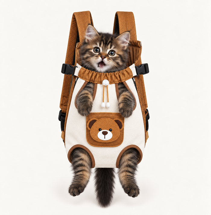 Bear design cat pack - carry your furry friend around in style