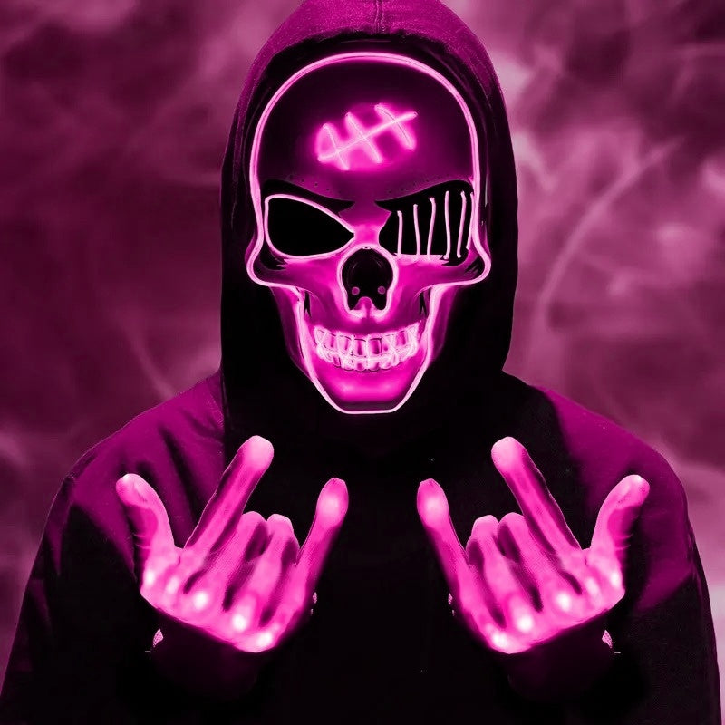 Phantom LED Skull Mask & Skeleton Gloves Set View 9