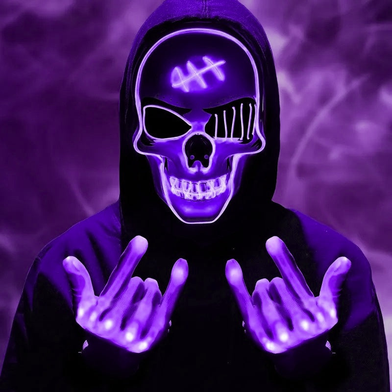 Phantom LED Skull Mask & Skeleton Gloves Set View 10