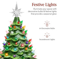 15" Pre-Lit Hand-Painted Ceramic Tabletop Christmas Tree With Multicolored Lights View 3
