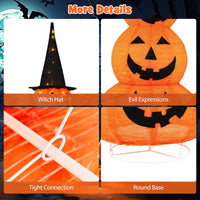 Sparkling Witch Hat Evil Jack-o-Lantern Expressions and Sturdy Round Base View 6