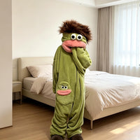 Baby Bubble Big-Mouth Monster Plush Fleece Onesie Pajamas Green View 2
