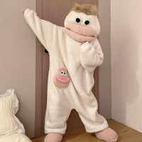 Baby Bubble Big-Mouth Monster Plush Fleece Onesie Pajamas White View 7