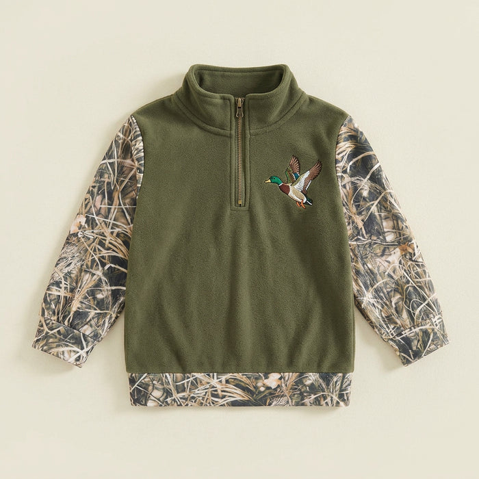 Toddler Duck Camo Patchwork Quarter-Zip Hoodie