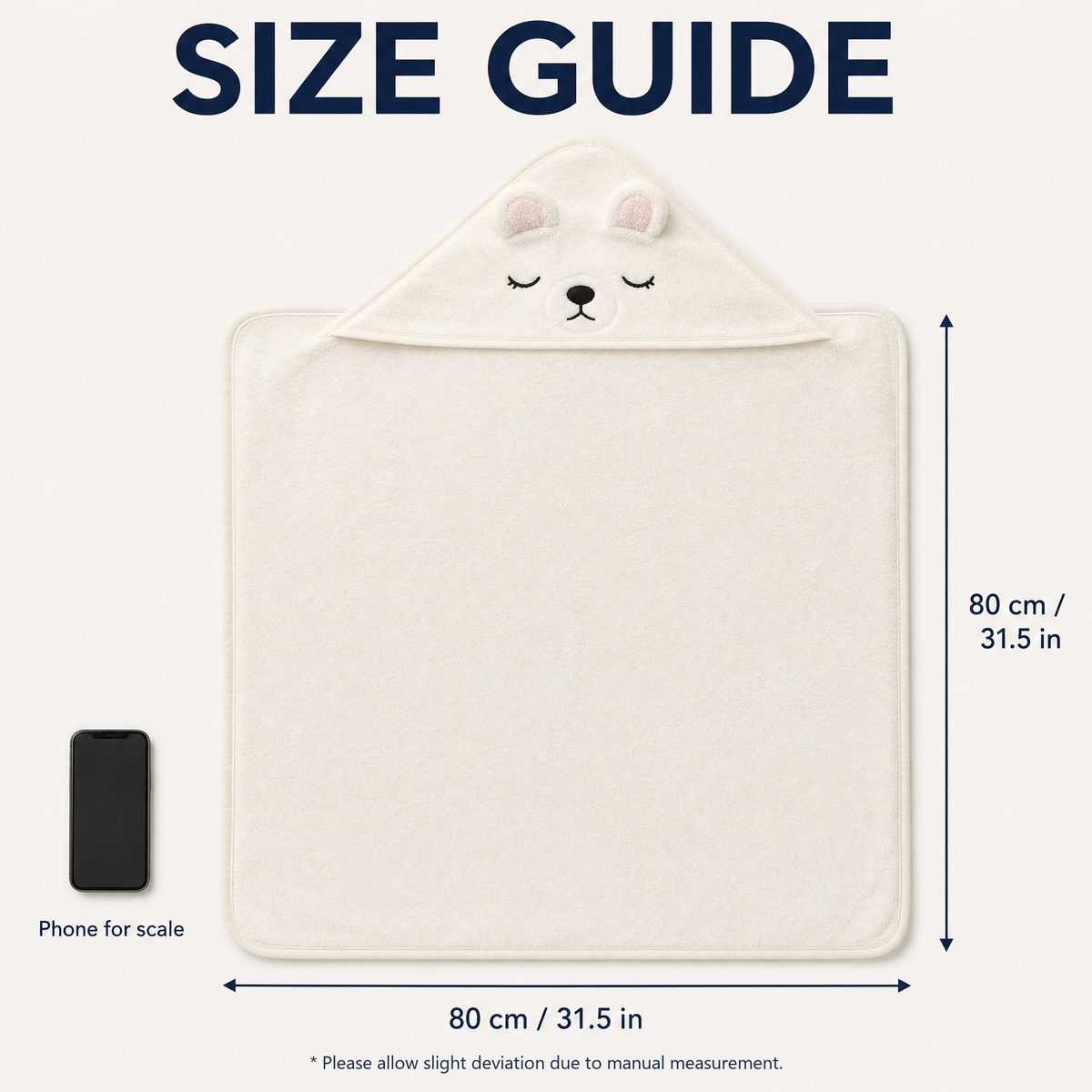 Size guide, 80cm by 80cm, 31.5 by 31.5 inches View 4
