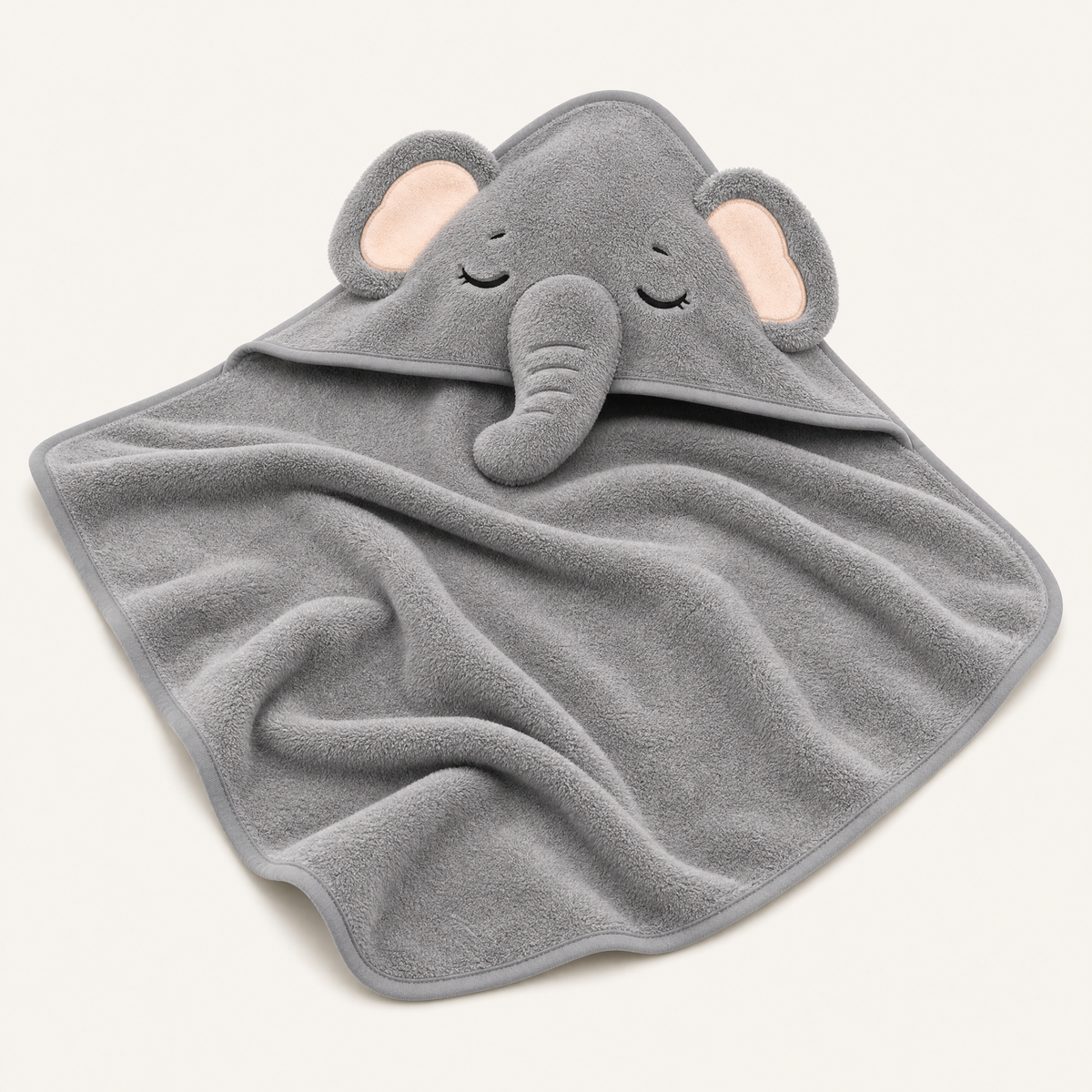 Grey elephant hooded baby bath towel View 6