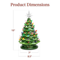 15" Pre-Lit Hand-Painted Ceramic Tabletop Christmas Tree With Multicolored Lights View 5