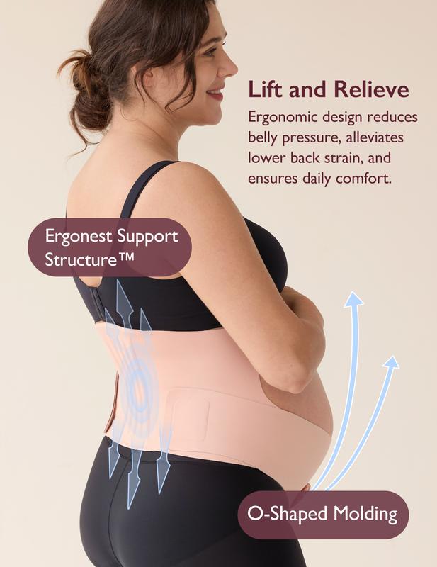 Side view showing how the band lifts the bump and supports the lower back