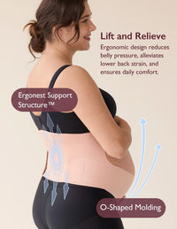 Side view showing how the band lifts the bump and supports the lower back