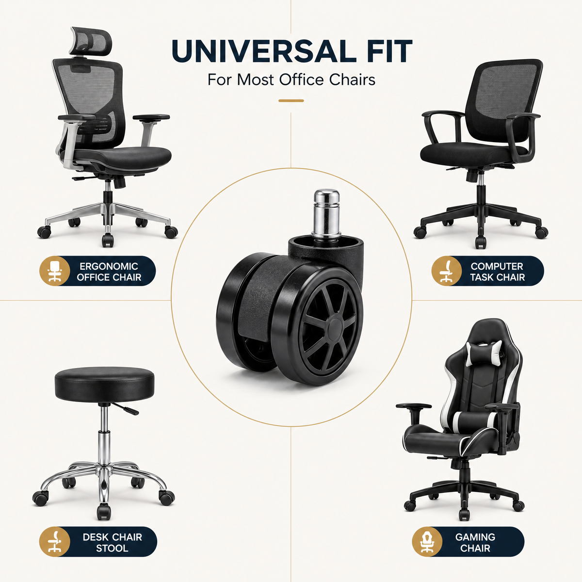 Hardwood-Safe Office Chair Caster Wheels View 3