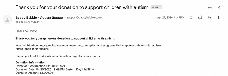 Donation receipt — added monthly