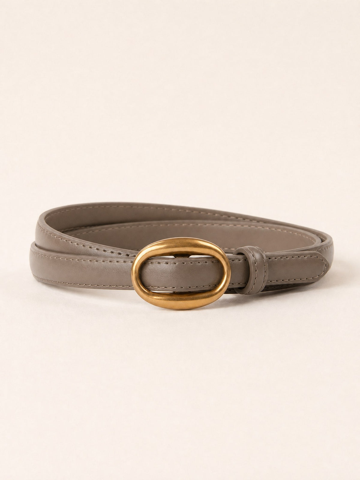 Ovale Gold-Buckle Belt, Khaki