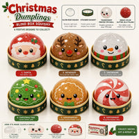 All 6 Christmas Mystery Dumpling Squishy Characters and Glitter Jelly Filling Breakdown View 2