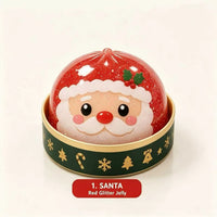1. Santa - Red Glitter Jelly Christmas Dumpling Squishy in Steamer Basket View 4