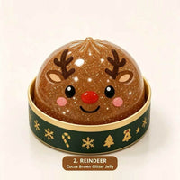 2. Reindeer - Cocoa Brown Glitter Jelly Christmas Dumpling Squishy in Steamer Basket View 5