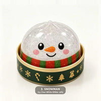 3. Snowman - Icy Clear-White Glitter Jelly Christmas Dumpling Squishy in Steamer Basket View 6
