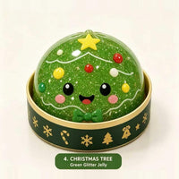 4. Christmas Tree - Green Glitter Jelly Christmas Dumpling Squishy in Steamer Basket View 7