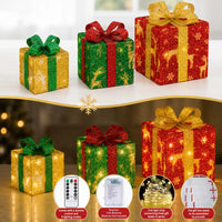 3-Piece Lighted Christmas Gift Box Trio View 4