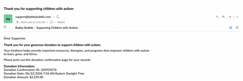 Donation receipt — added with our first contribution