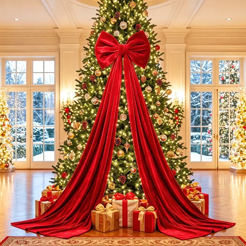 Giant Velvet Christmas Bow View 4
