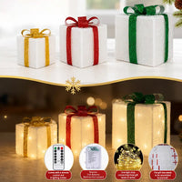 3-Piece Lighted Christmas Gift Box Trio View 5