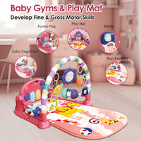 Play gym features: piano, arch, mirror, rattles and skin-friendly mat